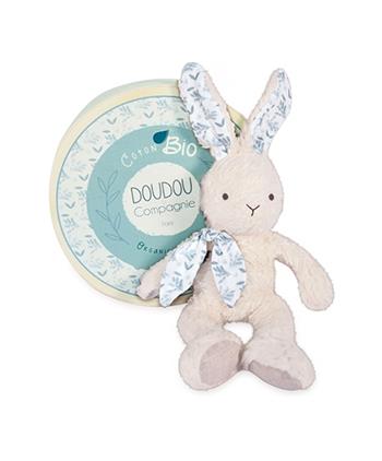Doudou Dárková sada - Béžový plyšový králík z BIO bavlny 25 cm