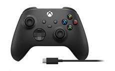 Microsoft Xbox One Series + USB-C kabel gamepad bezdrátový ovladač, černý