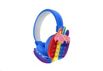 Oxe Bluetooth bezdrátová dětská sluchátka Pop It, Jednorožec, modrá