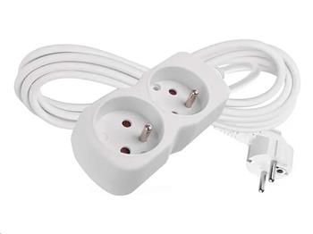 Prodlužovací kabel EMOS P0212 / 2 m / 2 zásuvky / bílý / PVC / 1 mm2