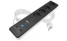 Prodlužovací kabel EMOS P1412SM GoSmart 2 m / 4 zásuvky / s vyp. / s USB / bílá-černá / PVC / 1,5 mm2