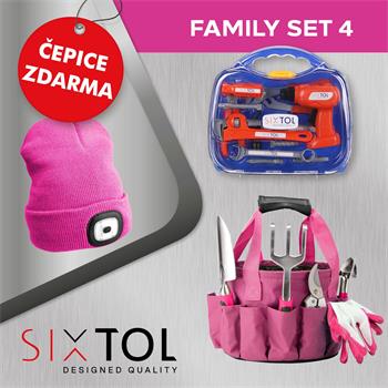 SET 4 Zahradní nářadí GARDEN PINK 10 + Dětské nářadí KIDS 12 + Čepice s čelovkou, růžová SIXTOL