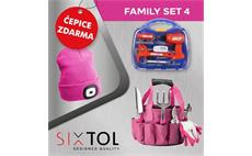 SET 4 Zahradní nářadí GARDEN PINK 10 + Dětské nářadí KIDS 12 + Čepice s čelovkou, růžová SIXTOL