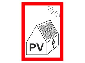 Symbol PV na fotovoltaiku 60x85 mm UV lamino - lesklé
