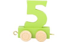 Vagónek dřevěné vláčkodráhy - barevné číslice - číslo 5