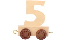 Vagónek dřevěné vláčkodráhy - přírodní číslice - číslo 5