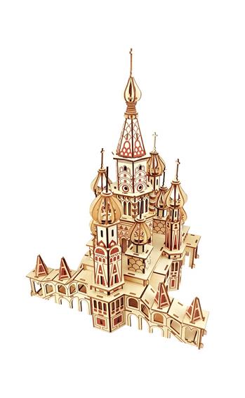 Woodcraft Dřevěné 3D puzzle Chrám Vasila Blaženého přírodní