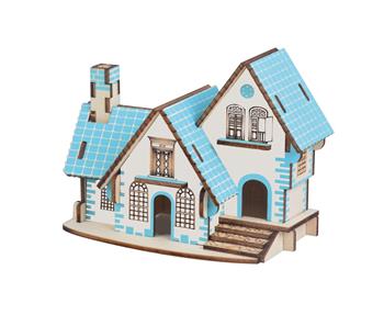 Woodcraft Dřevěné 3D puzzle Modrý dům