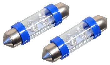 Žárovka 4LED 12V suf. SV8.5 38mm modrá 2ks